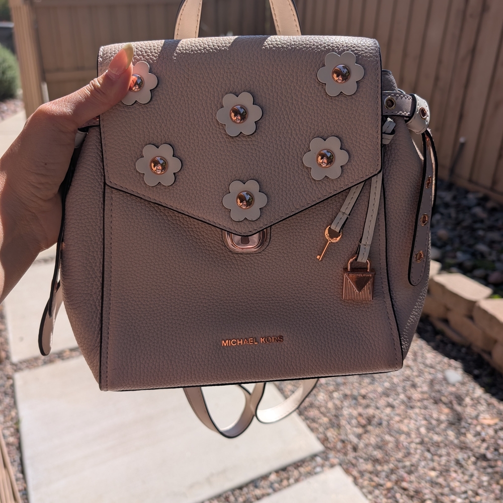Michael Kors Nude Pink And Cream Floral Backpack